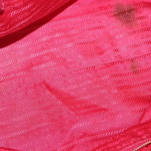 PRADA Hand Bag Nylon Pink Gold Auth